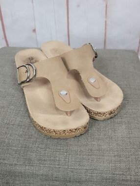 CL by Laundry Nude Beige Cork-Trim Thong Sandals